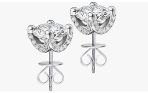 New~Genuine Moissanite Diamond 2Ct. Rose Cut Halo Design Stud Earrings~925SS